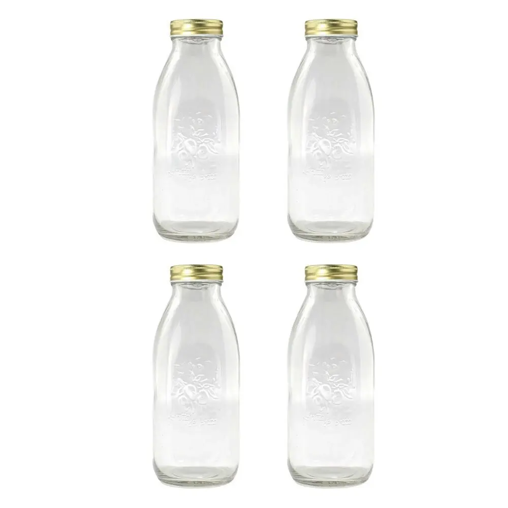 4x Lemon & Lime Roma 1L Glass Conserve Sauce Bottle 22.5cm Kitchen Container Jar