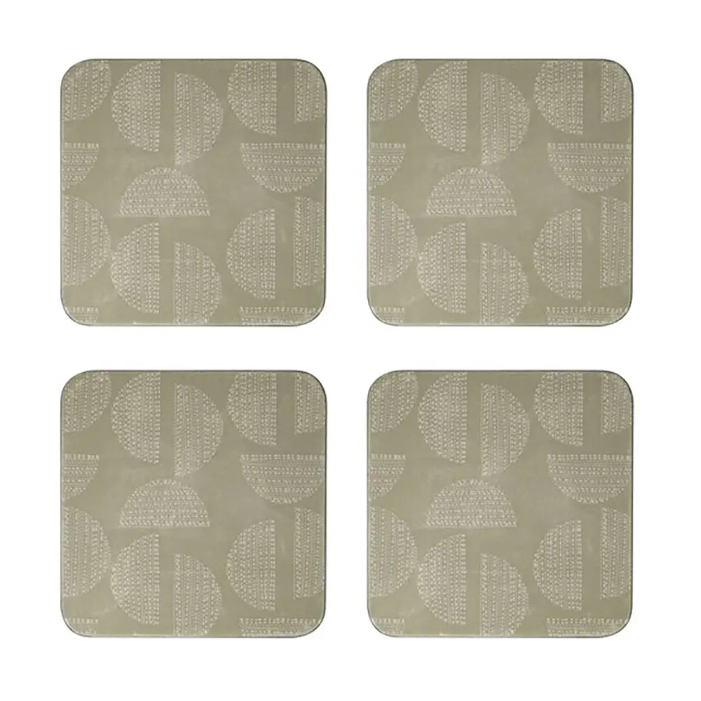 4PK Ladelle Splice Hardboard 10cm Square Coaster Coffee Drink/Tea Cup Mat Moss