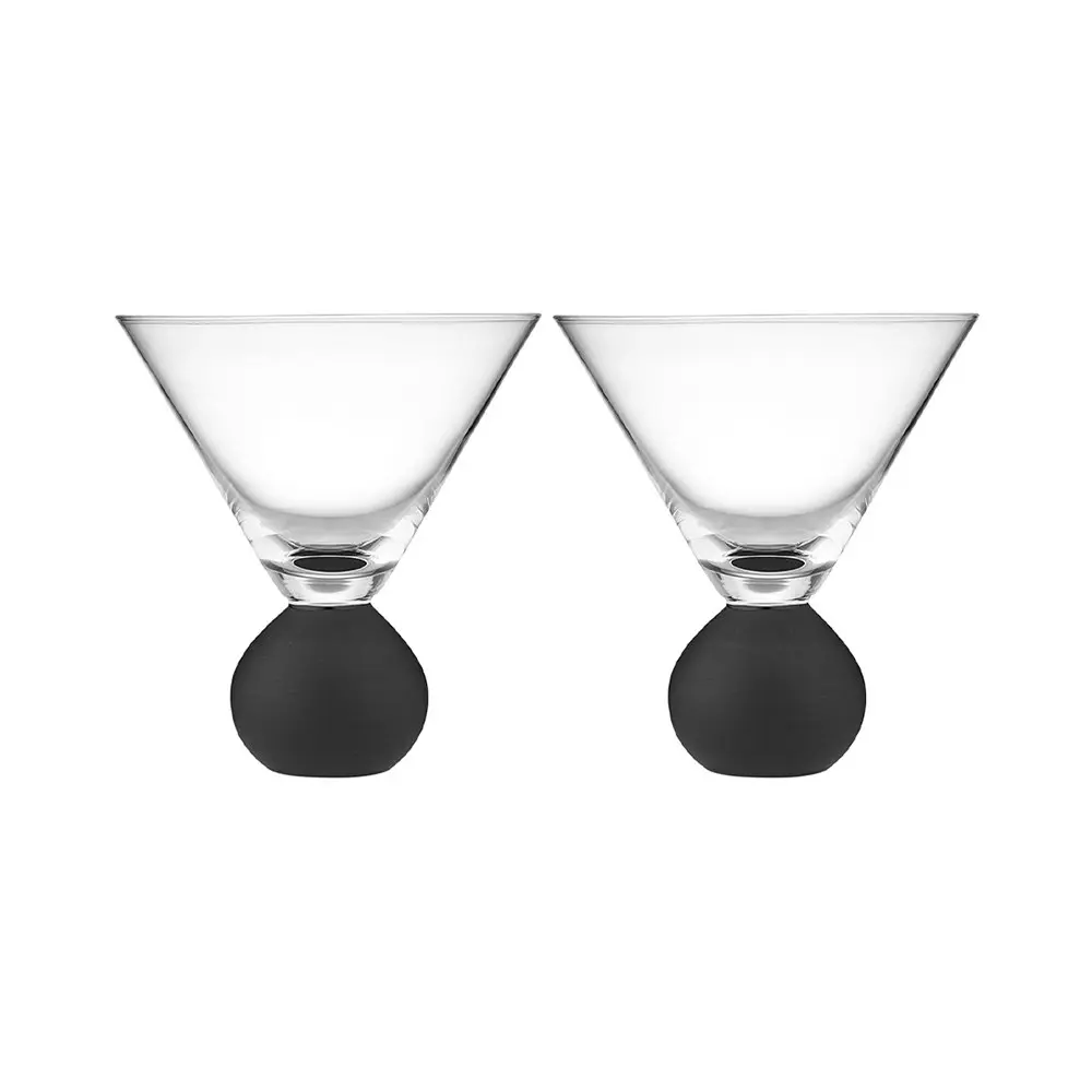 2pc Tempa Astrid 300ml Martini Glasses Cocktail/Water Drinkware Cup Matte Black