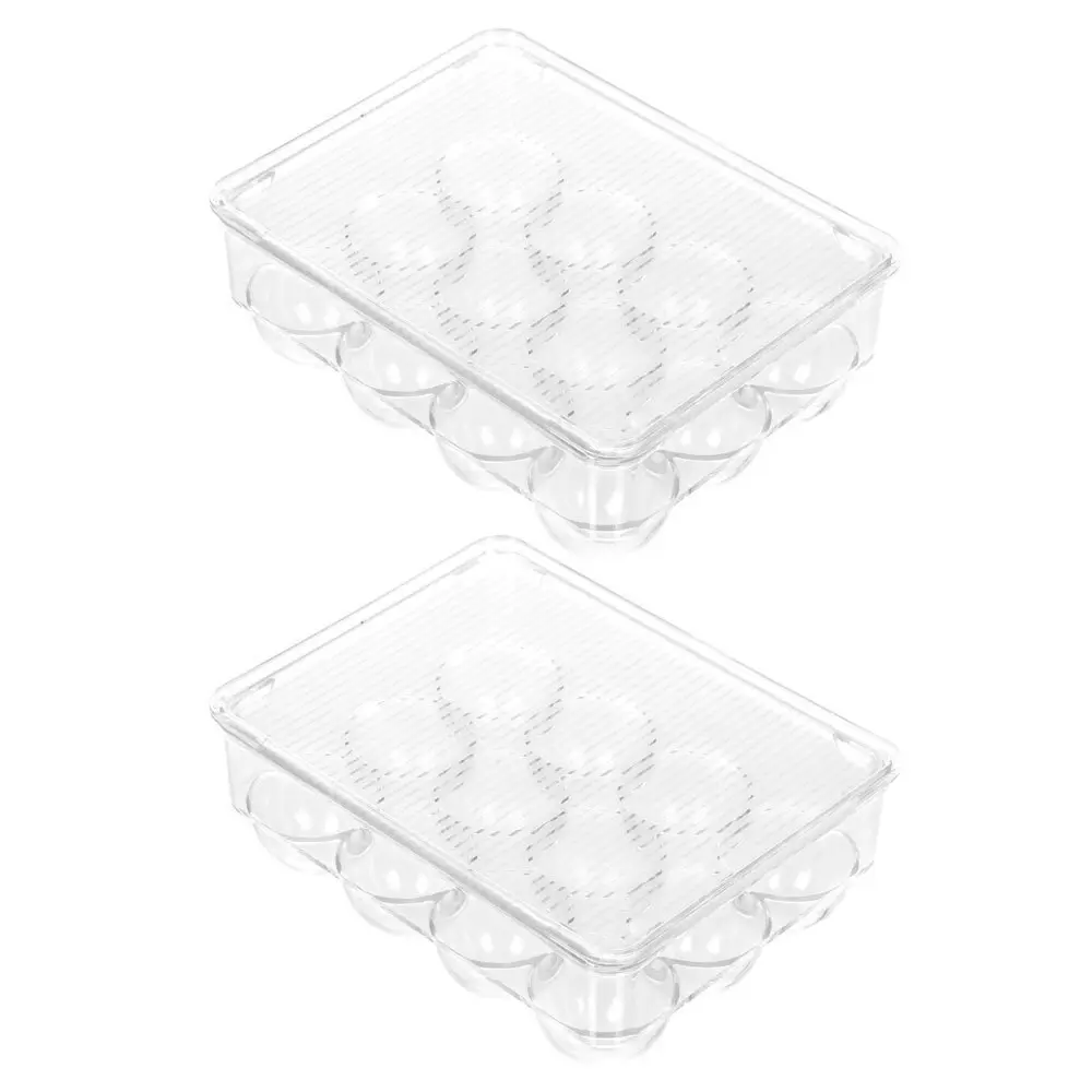 2x Boxsweden Crystal 12 Eggs Plastic Storage Rack Container/Holder Fridge Case