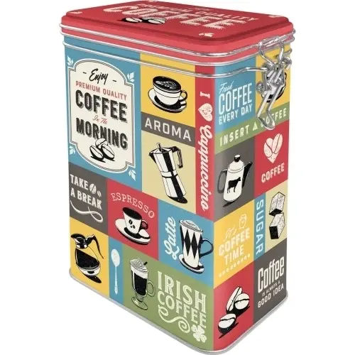 Nostalgic Art 17.5cm/1.3L Clip Top Tin Metal Container Storage Coffee Collage