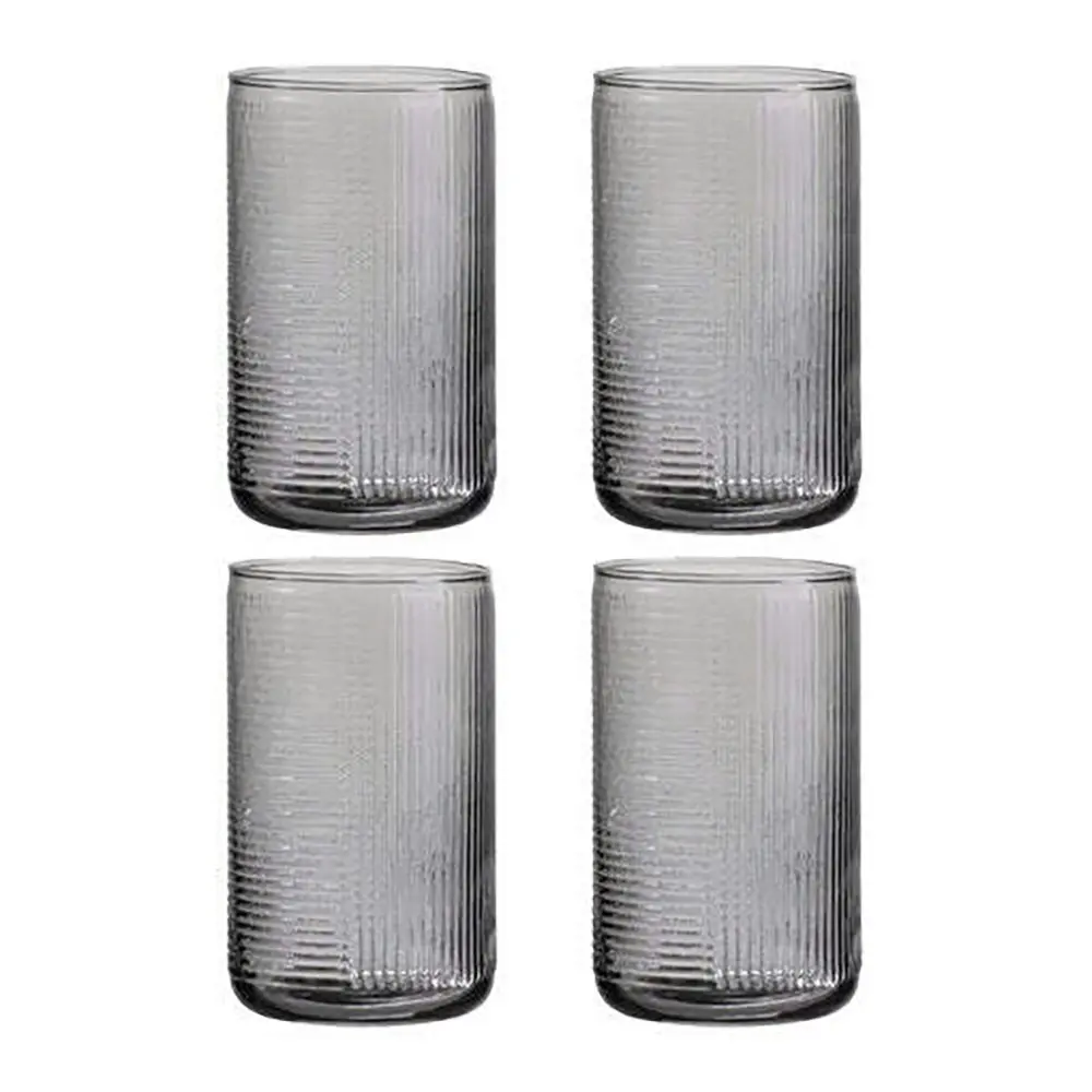 4pc Ladelle 410ml Savannah Ribbed Graphite Highball Tumbler/Glass/Cup Drinks