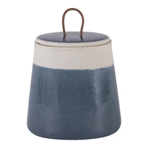 Ladelle Aster Delphinium Blue Stoneware Canister Food Storage Container w/ Lid