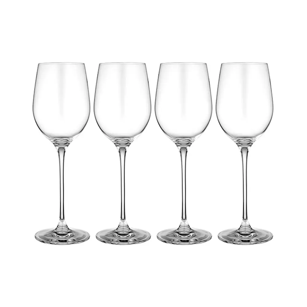 4pc Tempa Quinn 385ml White Wine Crystal Stem Glass Set Drinking Glassware Clear