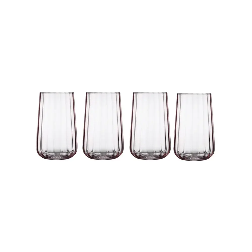 4pc Tempa Esme 450ml Crystal Highball Tumbler Water Cocktail Glassware Cup Blush