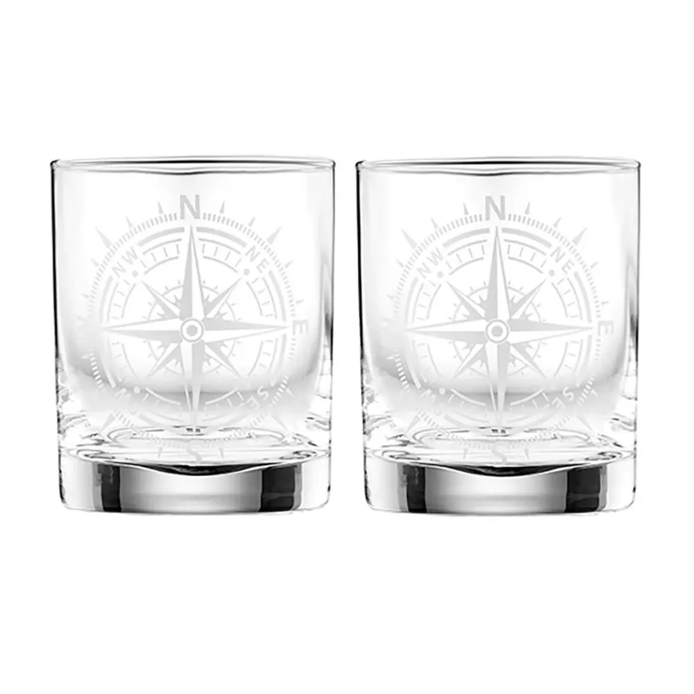 2pc Tempa Atticus Compass 350ml Whisky Glass Liquor Drinking Glassware Cup Clear