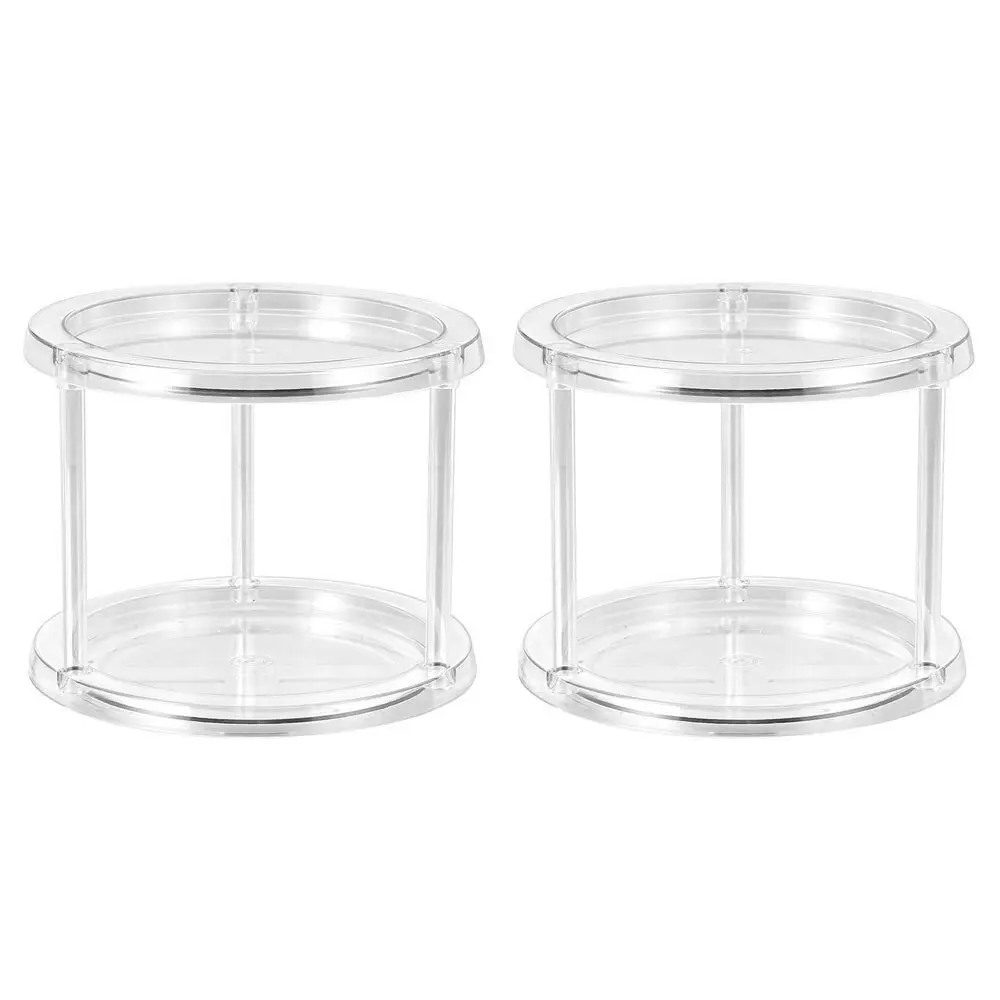 2x Boxsweden Crystal 2-Tier 24.5cm Swivel Turntable Organiser/Storage Rack CLR