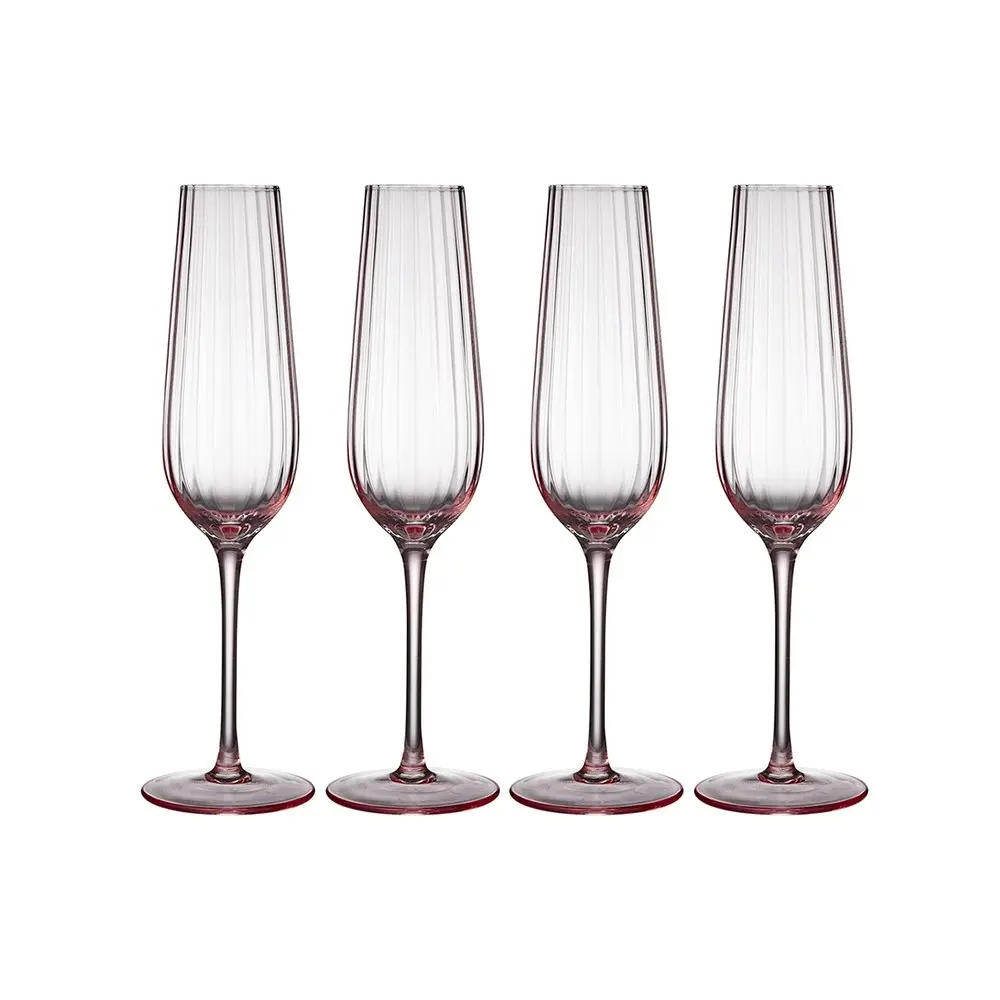 4pc Tempa Esme 220ml Crystal Stem Champagne Glass Drinking Glassware Cup Blush