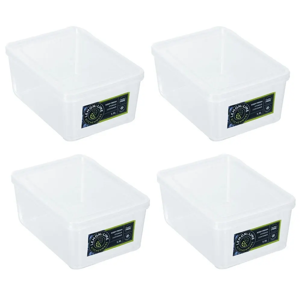 4x Lemon & Lime Keep Fresh 1.5L Food Container 18cm Kitchen Storage Canister CLR