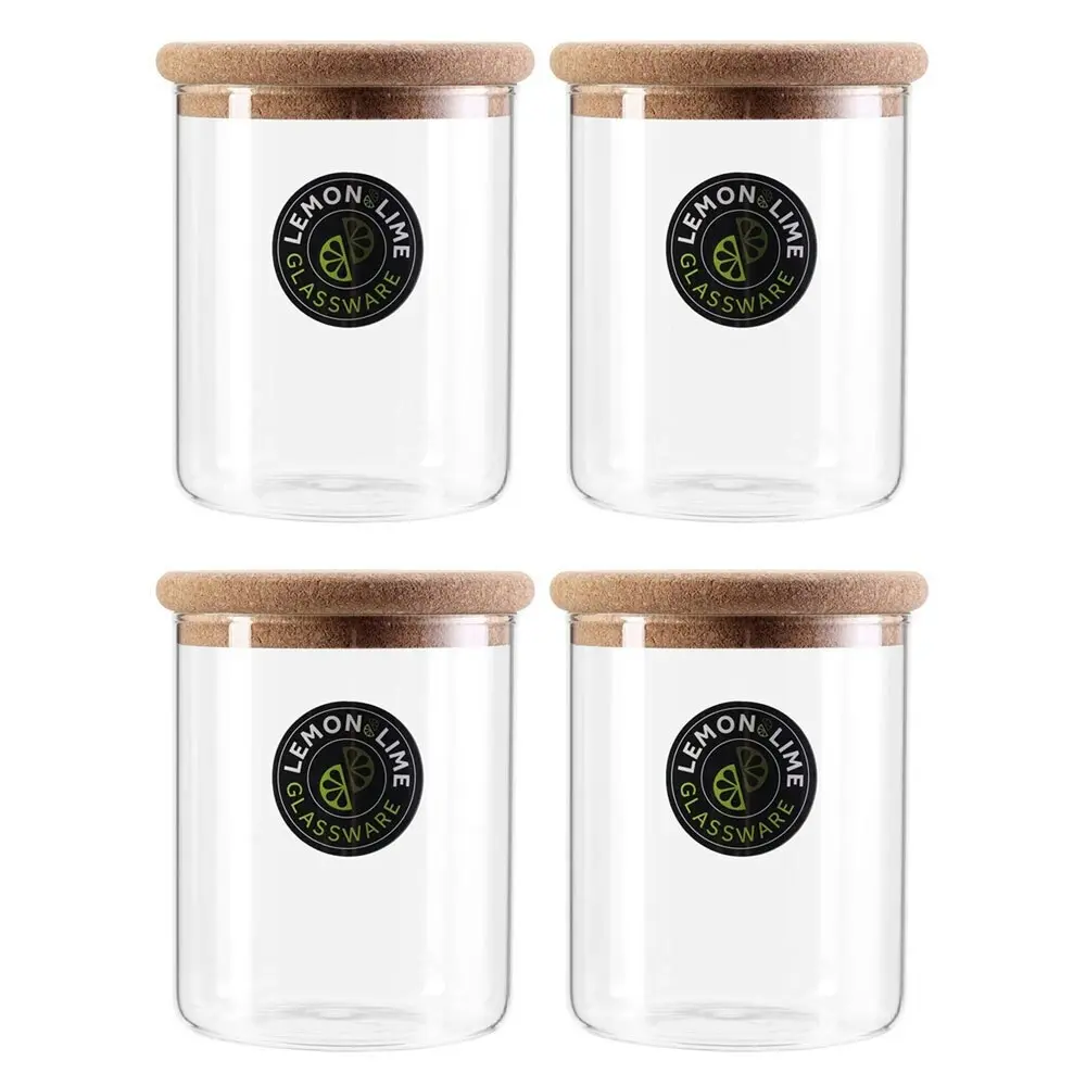 3x Lemon & Lime Stockholm 800ml Glass Canister Storage Container w/ Cork Lid CLR