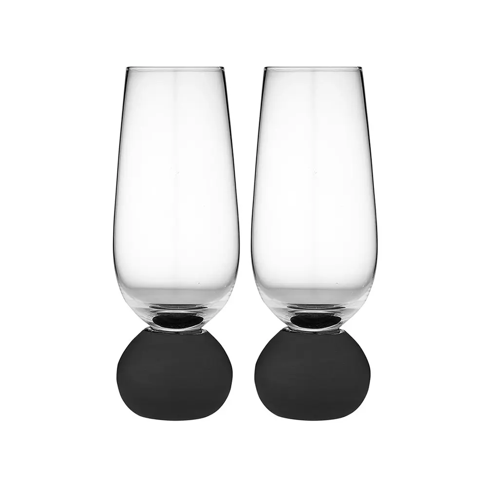 2pc Tempa Astrid 250ml Champagne Glass Cocktail/Water Drinking Cup Matte Black