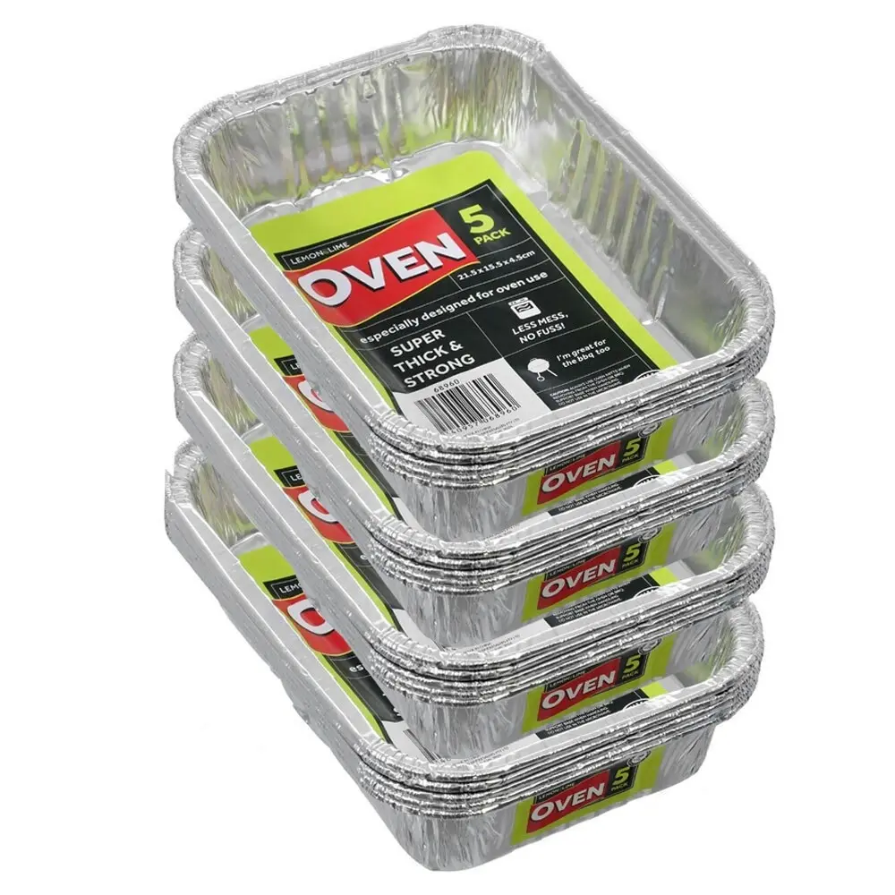 20PK Lemon & Lime Foil Tray Rectangle 21.5cm Shelf Ready Home Oven BBQ Cookware