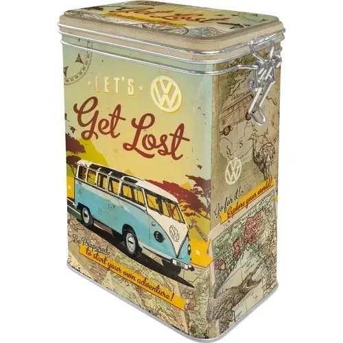 Nostalgic Art 17.5cm/1.3L Clip Top Tin Metal Container Storage VW Let's Get Lost