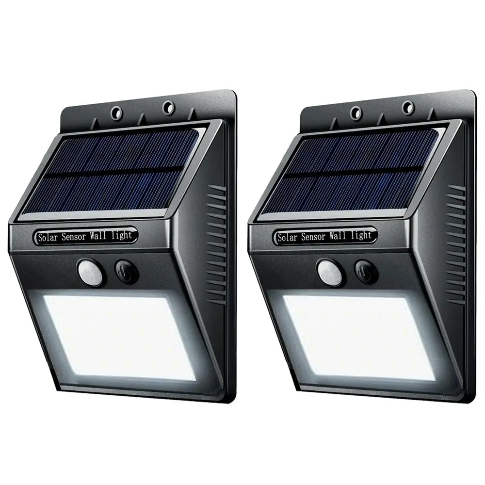 2x Sansai Wall Motion Sensor Solar Rechargeable LED Indoor/Outdoor/Garden Lights