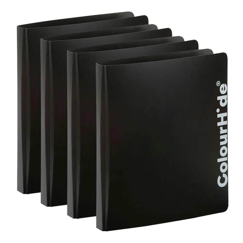 4PK Colourhide A4 D Ring Binder Paper/File Document Holder/Organiser Storage BLK