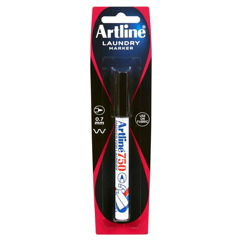 Artline 0.7mm Bullet Nib Laundry Marker Cloth/Linen/Fabric Clothing Pen Black