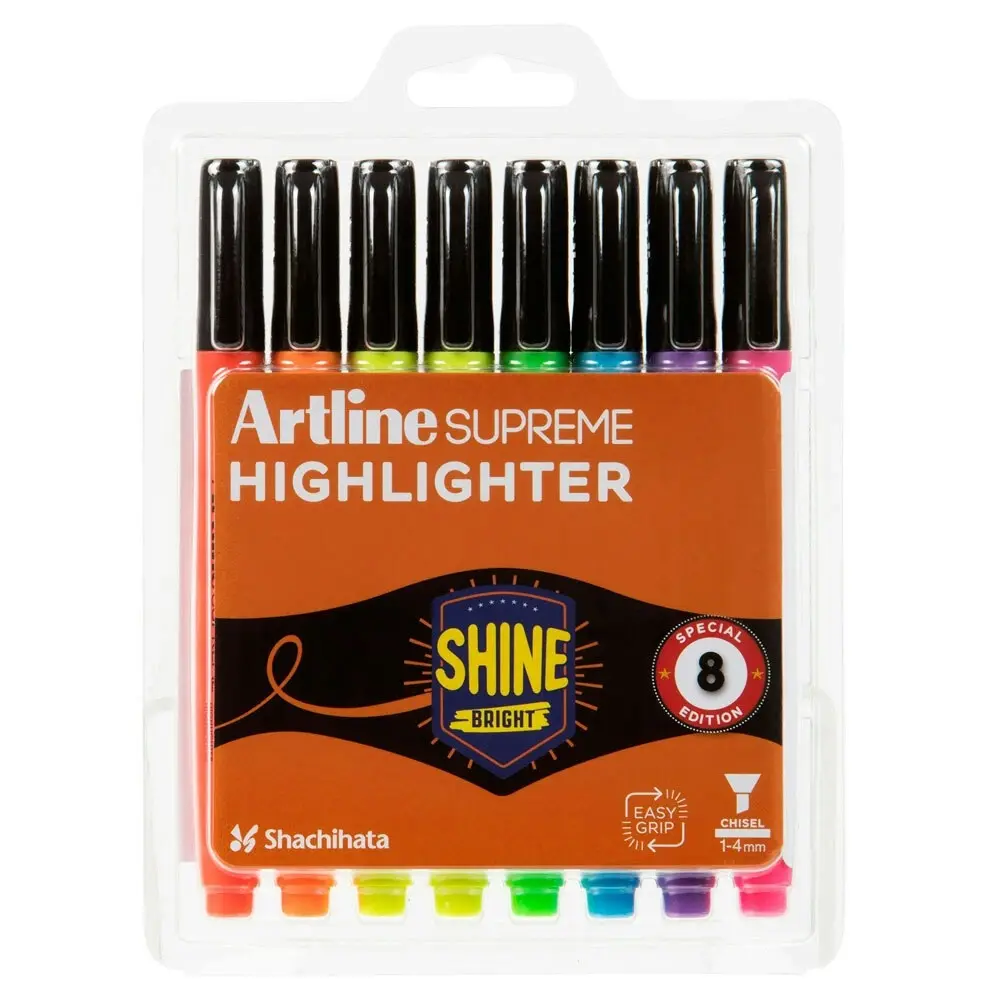 8pc Artline Supreme Highlighter Marker Pen Set Arts/Crafts Pens Assorted Colours