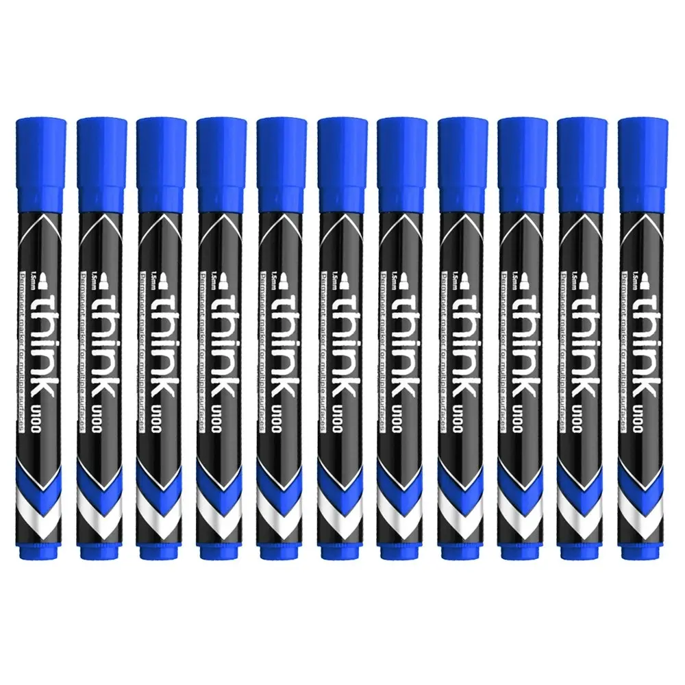 12pc Deli Think 1.5mm Waterproof/Wear Resistant Permanent Markers/Pen Blue