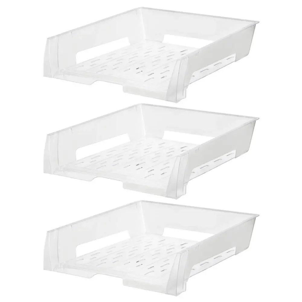 3PK Esselte A4 Document Tray Organiser Storage Holder Desk Stationery Rack Clear