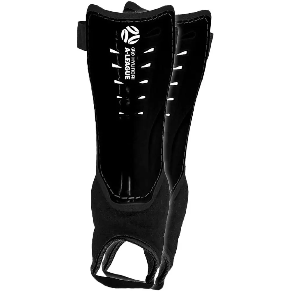 Hyundai A-League Shin Guard/Pads w/ Ankle Sock/Sports/Soccer Medium Size/Black