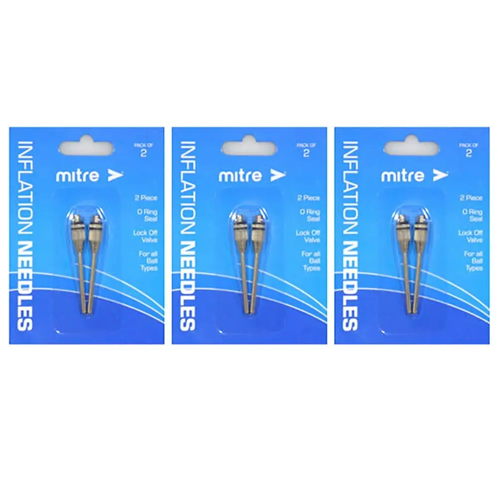 6pc Mitre Thick Inflation Needle for Basketball/Volleyball Soccer Balls Silver