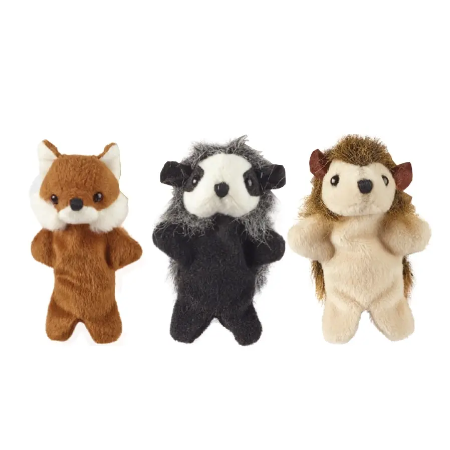 3x Living Nature Wildlife Finger Puppets 10cm Soft Collectible Toys Kids Assort