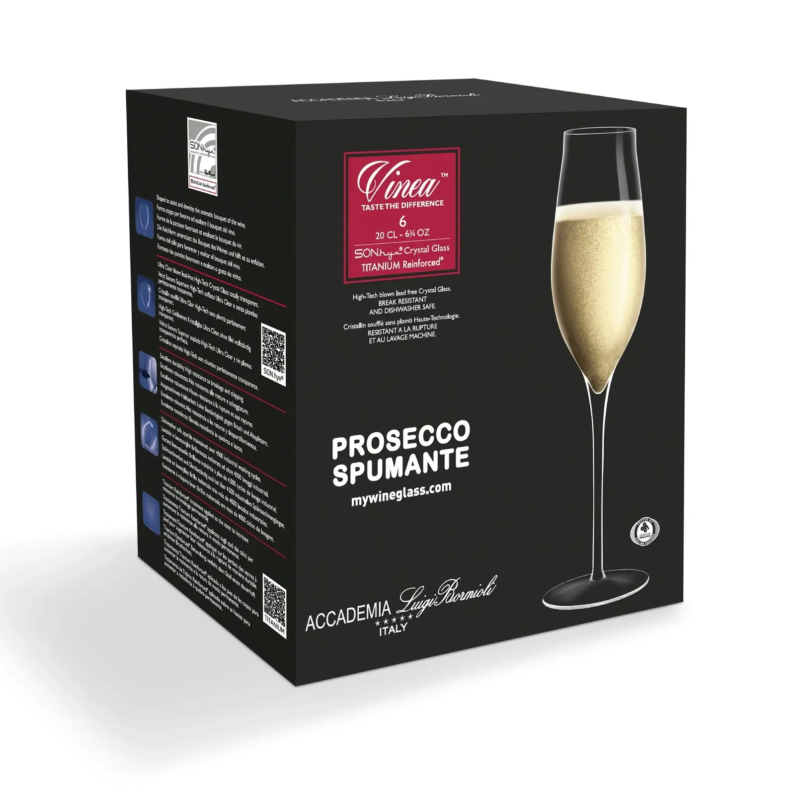 Luigi Bormioli VINEA PROSECCO SPUMANTE CHAMPAGNE GLASSES 200ml SET 6