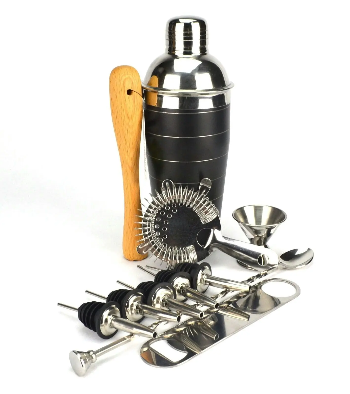 10 Piece Black Cocktail Shaker Set