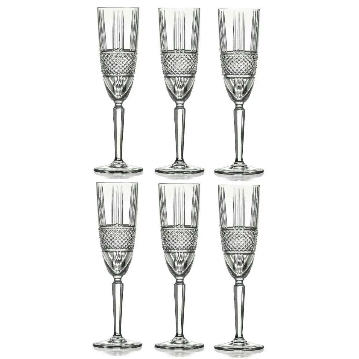 RCR BRILLIANTE CHAMPAGNE FLUTE GLASSES 185ml - SET OF 6