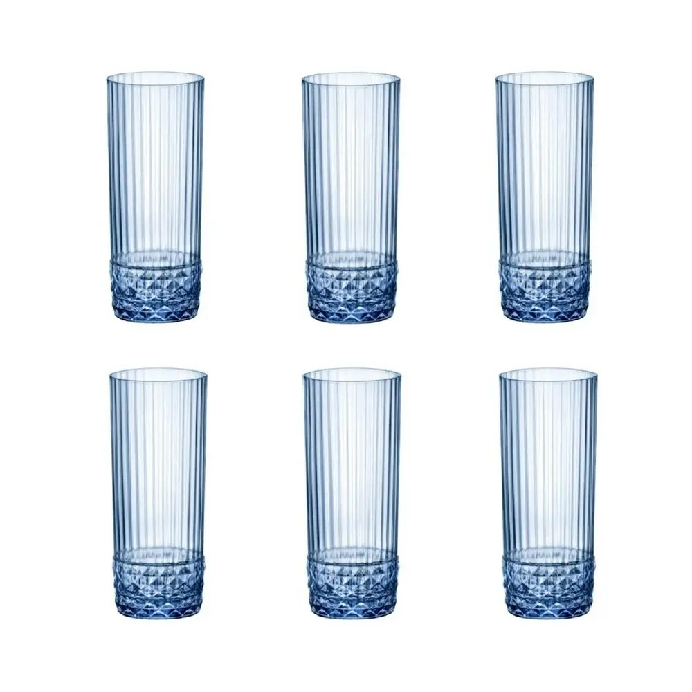 Bormioli Rocco AMERICA 20s 400ml LONG DRINK GLASSES SET 6 -SAPPHIRE