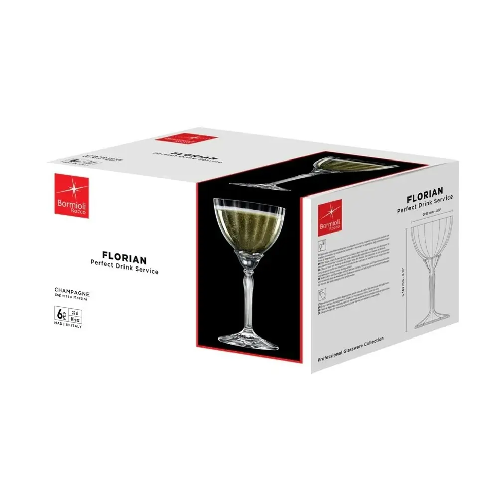 Bormioli Rocco FLORIAN CHAMPAGNE GLASS 240ml - SET OF 6