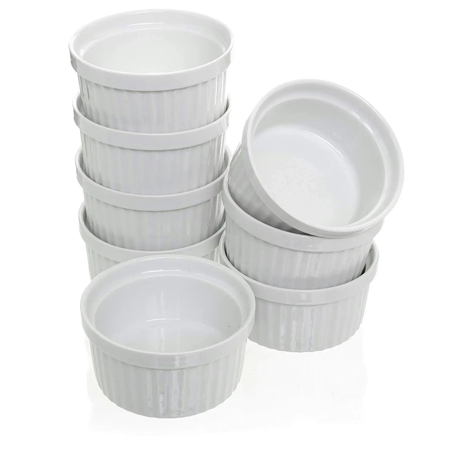 WHITE PORCELAIN RAMEKIN DISHES 9cm - PACK OF 8