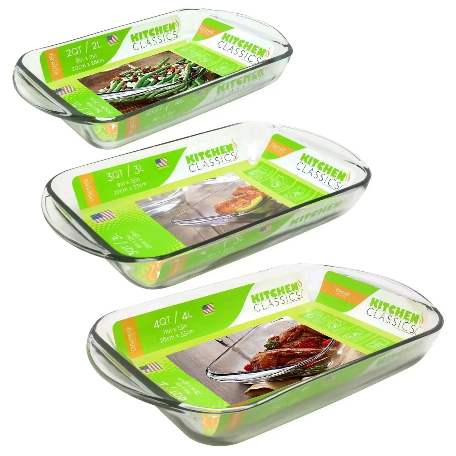 Kitchen Classics GLASS BAKING DISH - 2L, 3L or 4L