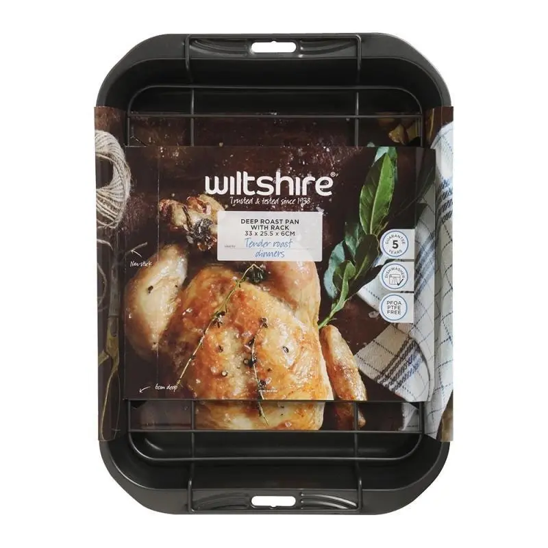 Wiltshire NON STICK DEEP ROAST PAN WITH RACK 32 x 25cm