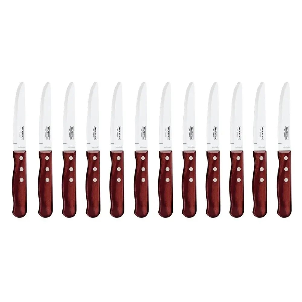 Tramontina Churrasco Red Steak Knife Wide Blade Set 12