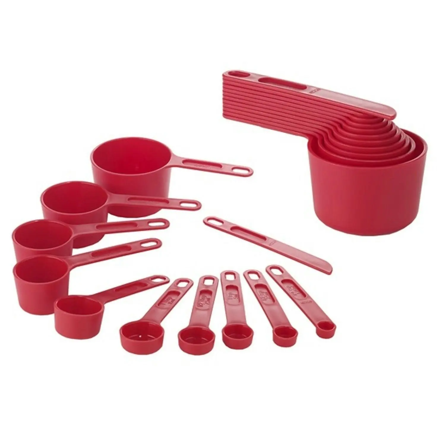 EDGE DESIGN 11 Piece Red Plastic Measuring Cup And Spoon Set