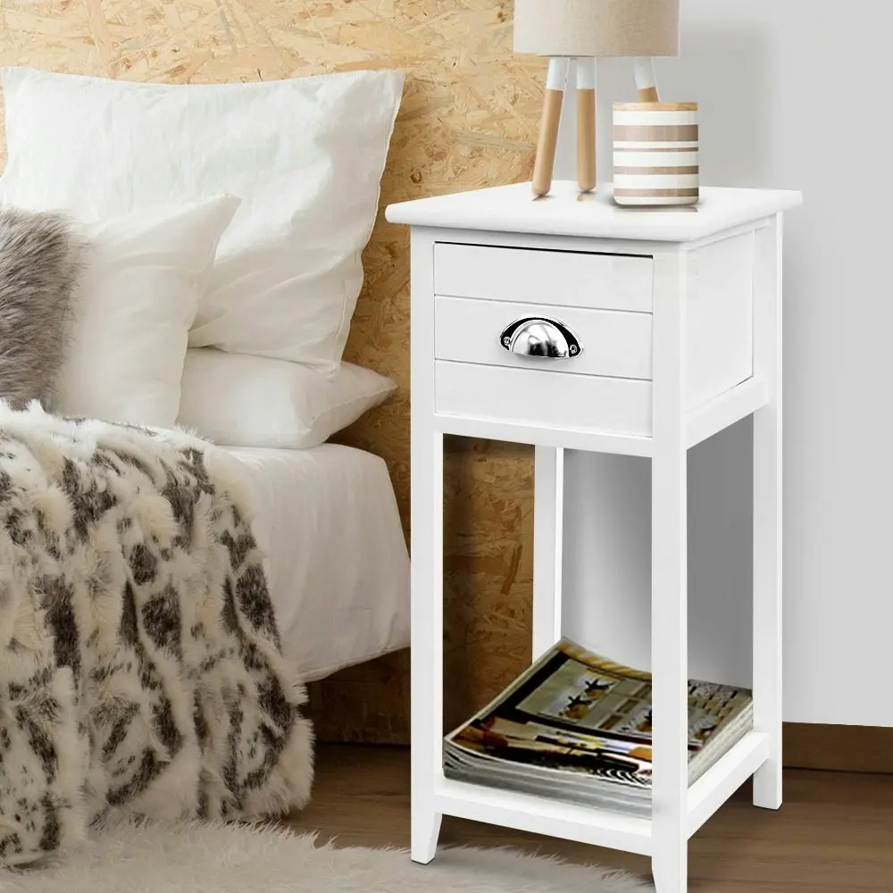 Artiss Bedside Table Vintage - THYME White