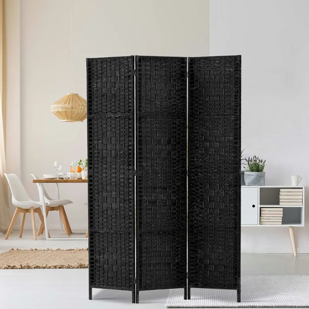 Artiss 3 Panel Room Divider Screen 123x170cm Woven Black