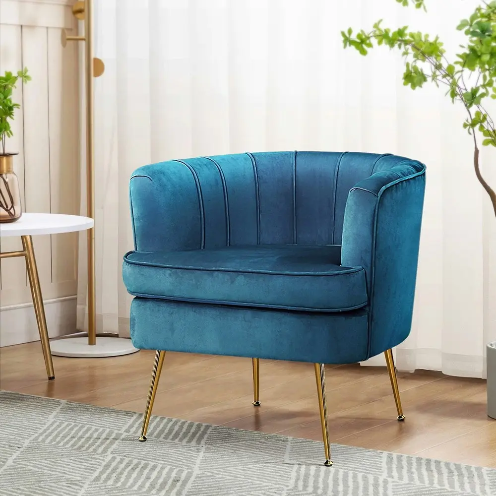 Artiss Armchair Velvet Blue Norvia