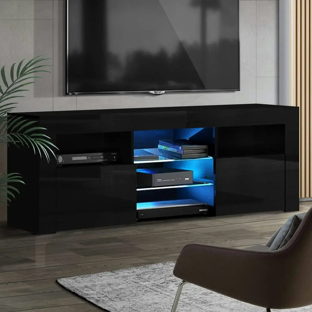 Artiss Entertainment Unit TV Cabinet LED 160cm Black Bobi