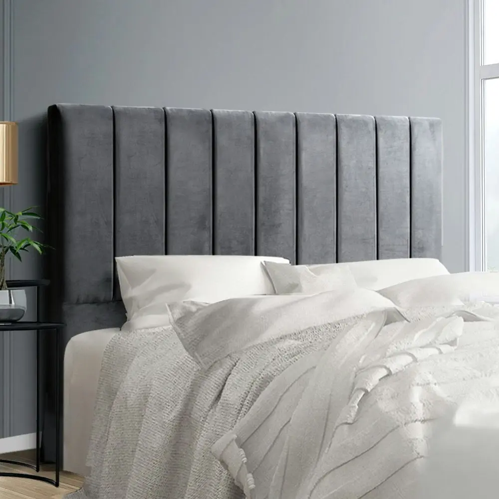 Artiss Bed Head Headboard Double Velvet - VELA Grey