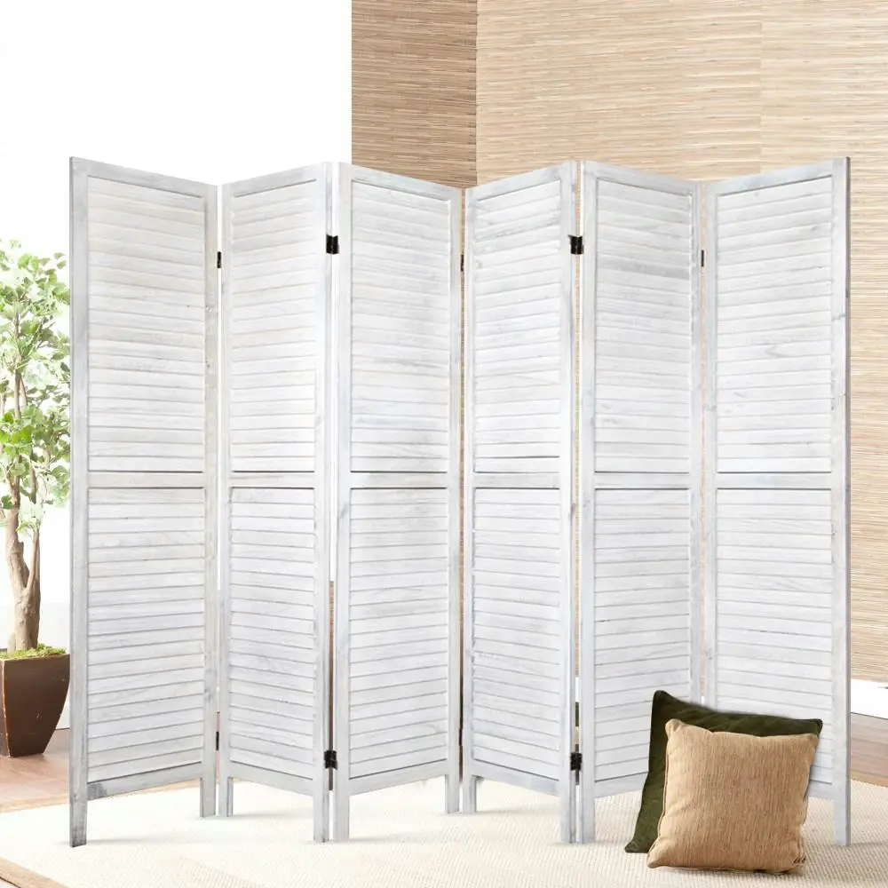 Artiss 6 Panel Room Divider Screen 245x170cm Louver White