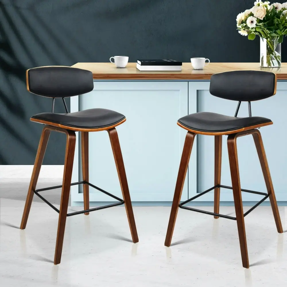 Artiss 2x Bar Stools Leather Padded w/Backrest