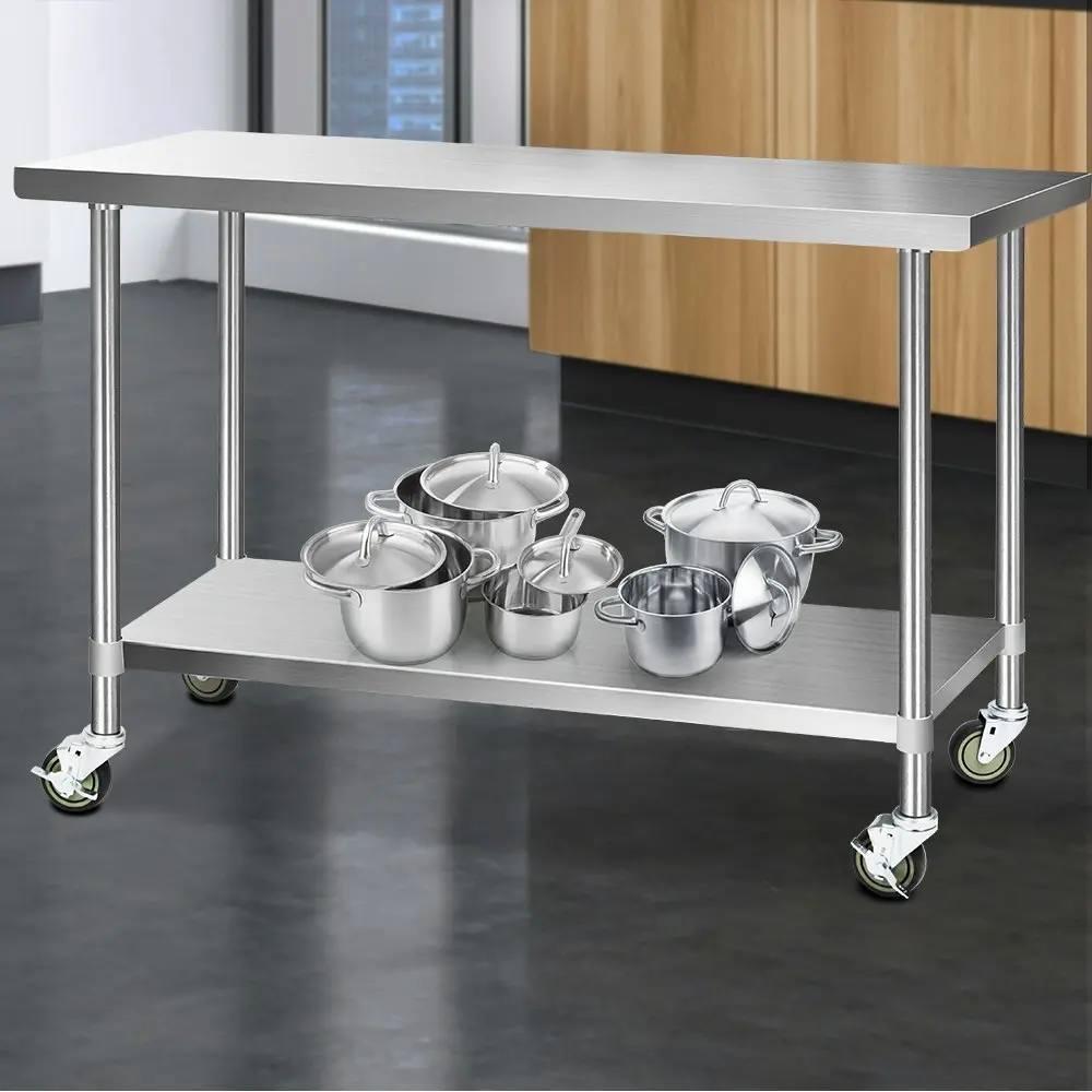 Cefito 1524x610mm Stainless Steel Kitchen Bench with Wheels 304