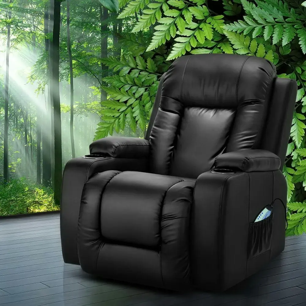 Artiss Recliner Chair Electric Heated Massage Chairs Faux Leather Cabin