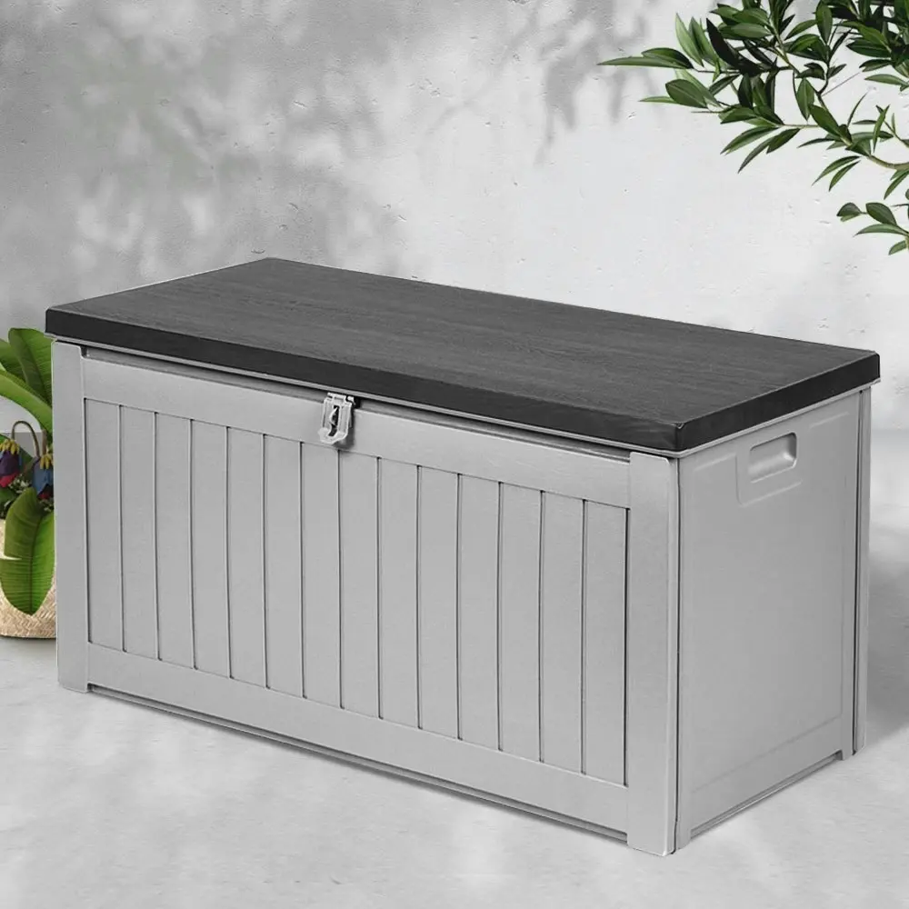 Gardeon Outdoor Storage Box 190L Container Lockable Garden Bench Tool Shed Black