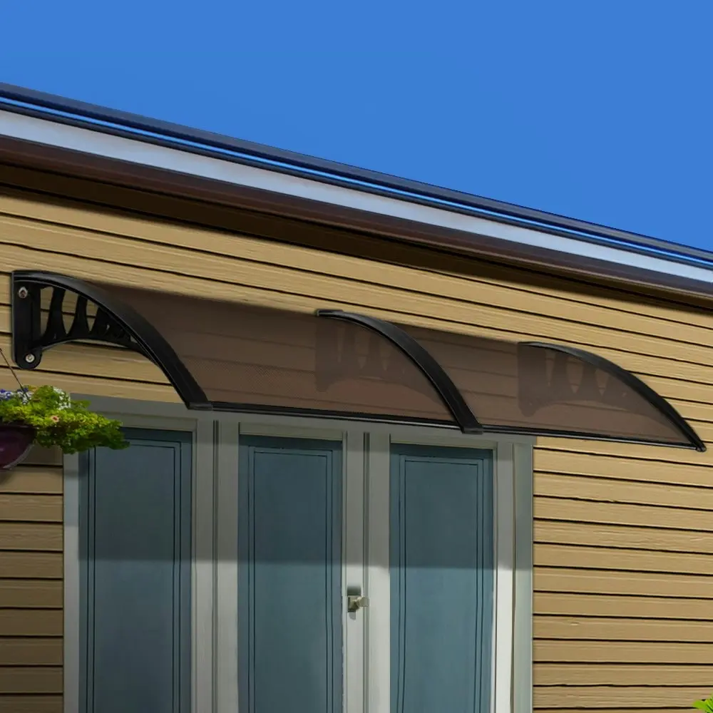 Instahut Window Door Awning? 1mx2.4m Brown Hollow Sheet Plastic Frame