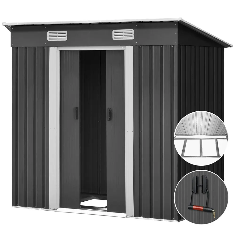 Giantz Garden Shed 1.94x1.21M w/Metal Base Sheds Outdoor Storage Tool Steel House Sliding Door