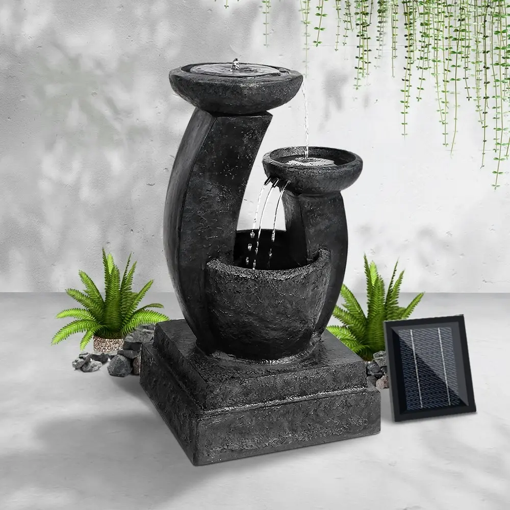 Gardeon Solar Water Feature Cascading Fountain 3-Tier Mushroom LED Light 70CM