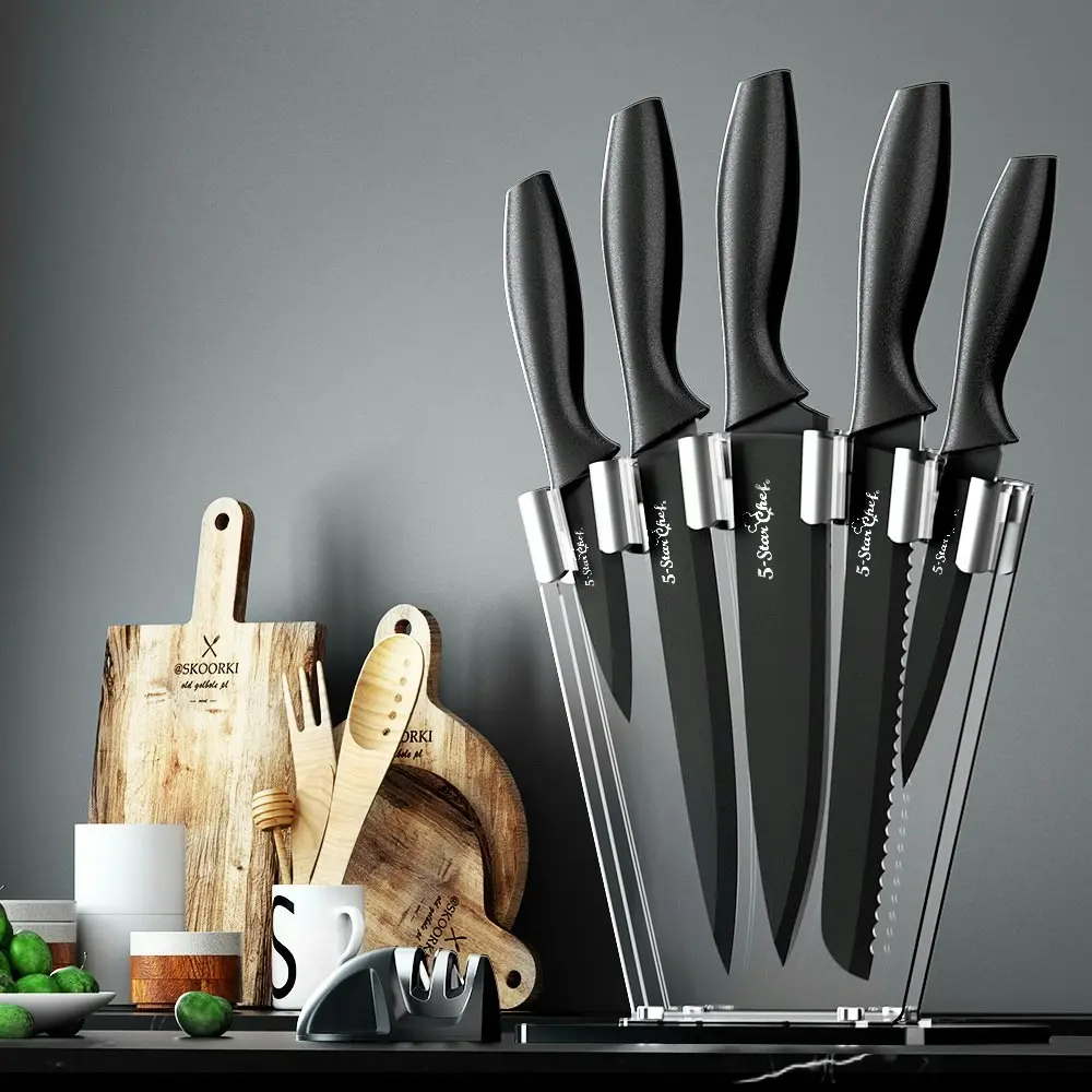 5-Star Chef 7PCS Kitchen Knife Set Stainless Steel Non-stick with Sharpener